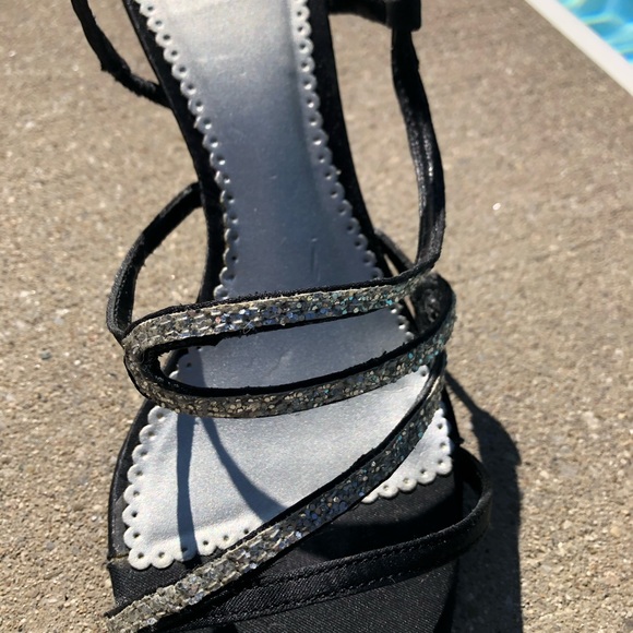 Black & Silver Sparkle Sandal Heels - Picture 11 of 11
